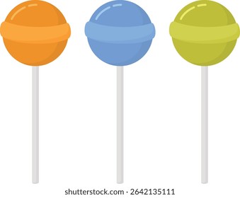 Set of colorful lollipops candies. Sweet treats isolated on transparent background