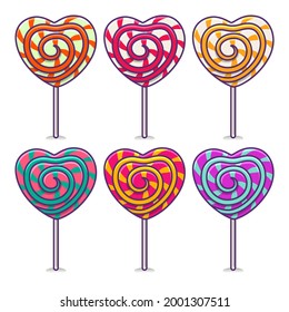 Set Of Colorful Lollipops Isolated on White Background