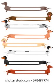 set of colorful long Dachshund with blank space