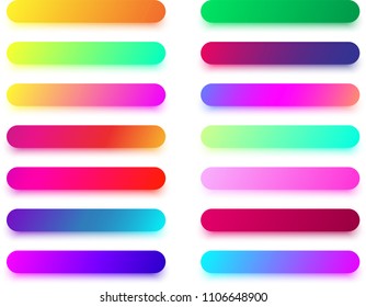 Set of colorful long icon and button templates isolated on white background. Vector illustration.