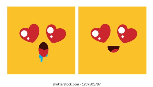 Set of colorful love emoticons, isolated on a white background, vector. Love.