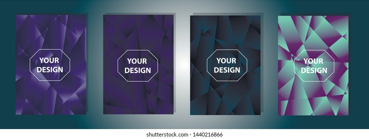 Set of colorful low poly Vector pattern Gradient Set. Modern Smartphone screen, mobile app Template. Design for Wallpaper, background, banner, flyer, Social media post. 