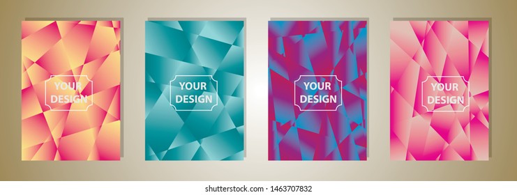 Set of colorful low poly Vector pattern Gradient Set. Modern Smartphone screen, mobile app Template. Design for Wallpaper, background, banner, flyer, Social media post. 