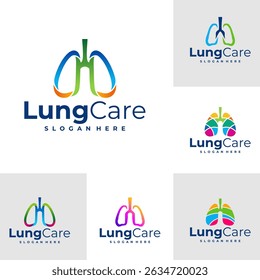 Set of Colorful Lung logo design concept vector. Lung Care Logo Design Template. Creative Symbol. Icon