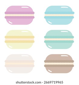 Conjunto de ilustraciones coloridas de macaron