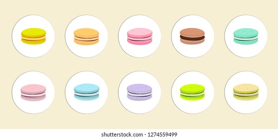 A set of colorful macarons