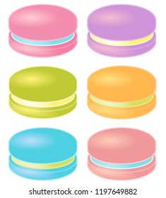 Set of Colorful Macarons. Vector Illustration.