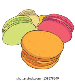 Set of Colorful Macaroons