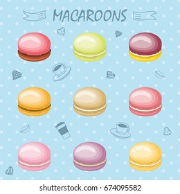 Set of the colorful macaroons