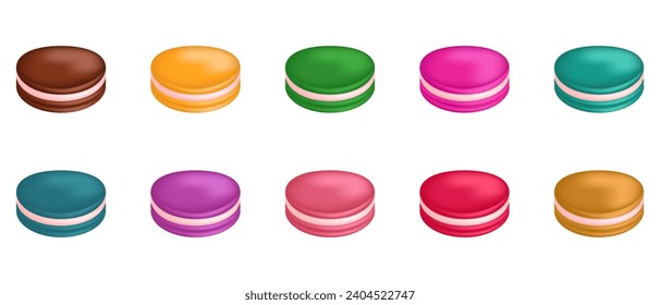 Set of colorful macaroons. Vector illustration