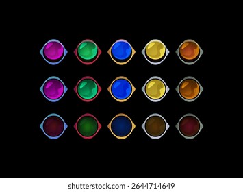 set of colorful magic fantasy medieval button with hover