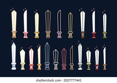 Set of colorful magical sword elements