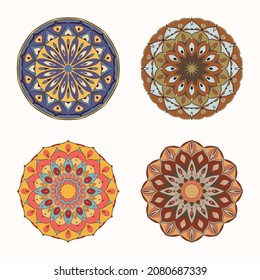 set of colorful mandala art designs