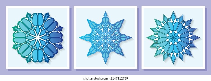Set of colorful mandala design template