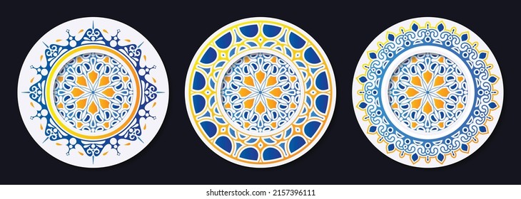 Set of colorful mandala design template