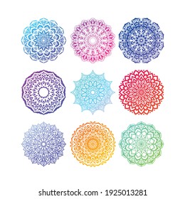 Set of colorful mandala. Mandala with floral, Islam, Arabic, Indian and ottoman motifs patterns