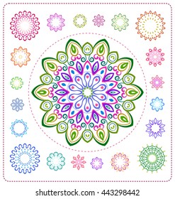 set of colorful mandala illustration in vector format for various use