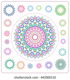 set of colorful mandala illustration in vector format for various use