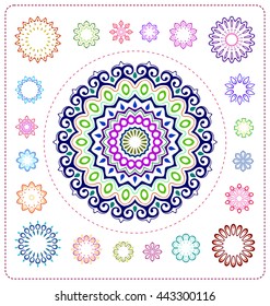 set of colorful mandala illustration in vector format for various use