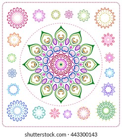 set of colorful mandala illustration in vector format for various use