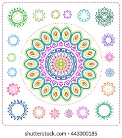 set of colorful mandala illustration in vector format for various use
