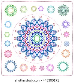 set of colorful mandala illustration in vector format for various use