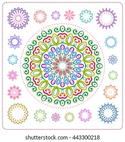 set of colorful mandala illustration in vector format for various use