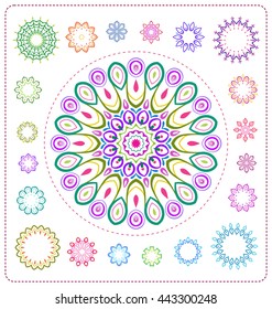 set of colorful mandala illustration in vector format for various use