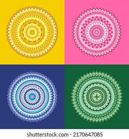 Set of Colorful Mandala Vector Design