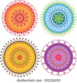 set of colorful mandalas