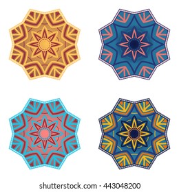 Set of colorful mandalas.Round mandala ornaments.