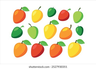 A Set of Colorful Mangoes Vector Design for Graphic Design