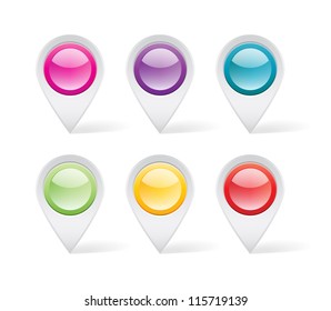 Set of colorful map markers