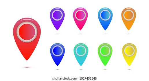 Set of Colorful Map Markers. GPS location symbol. pointer minimal vector symbol, marker sign. Vector illustration.