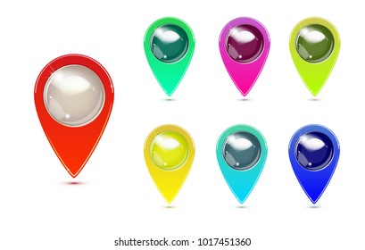 Set of Colorful Map Markers. GPS location symbol. pointer minimal vector symbol, marker sign. Vector illustration.