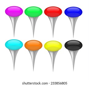 Set of Colorful Map Markers metal