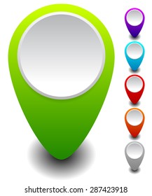 Set of colorful map markers, map pins with empty circle