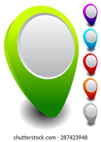 Set of colorful map markers, map pins with empty circle