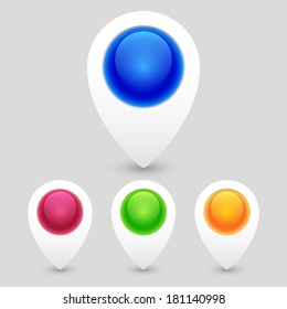 Set of colorful map markers. Vector illustration