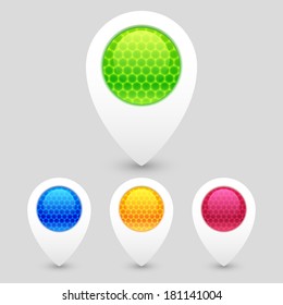 Set of colorful map markers. Vector illustration