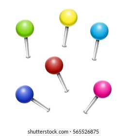Set of colorful map pin / Map pointer / Location  icon. Concept of route, landmark, adventure, explore. Vector illustration.