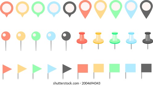 Conjunto de clavijas de mapa coloridas