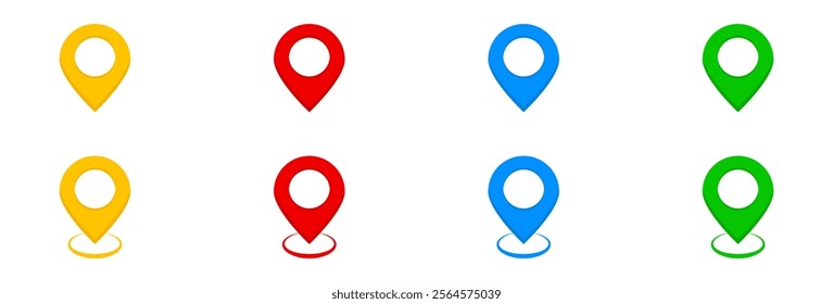 Set of Colorful Map Pointer Icons for Location Mark, Maps, and Navigation. Vector Illustration