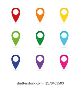 set colorful map pointer location pin icon marker flag symbol vector illustration EPS10