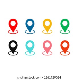 set colorful map pointer location pin icon marker vector illustration. Navigation concept illustration. GPS symbol 
