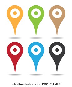 Set of colorful map pointers