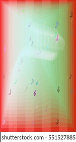 set of colorful mark, narrow structure above musical note vector background