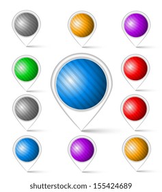 Set of colorful markers. Navigational map markers