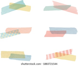 A set of colorful masking tape and washi tape materials