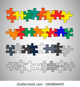 Set of Colorful Material Design Puzzles Pieces. Puzzle elements.